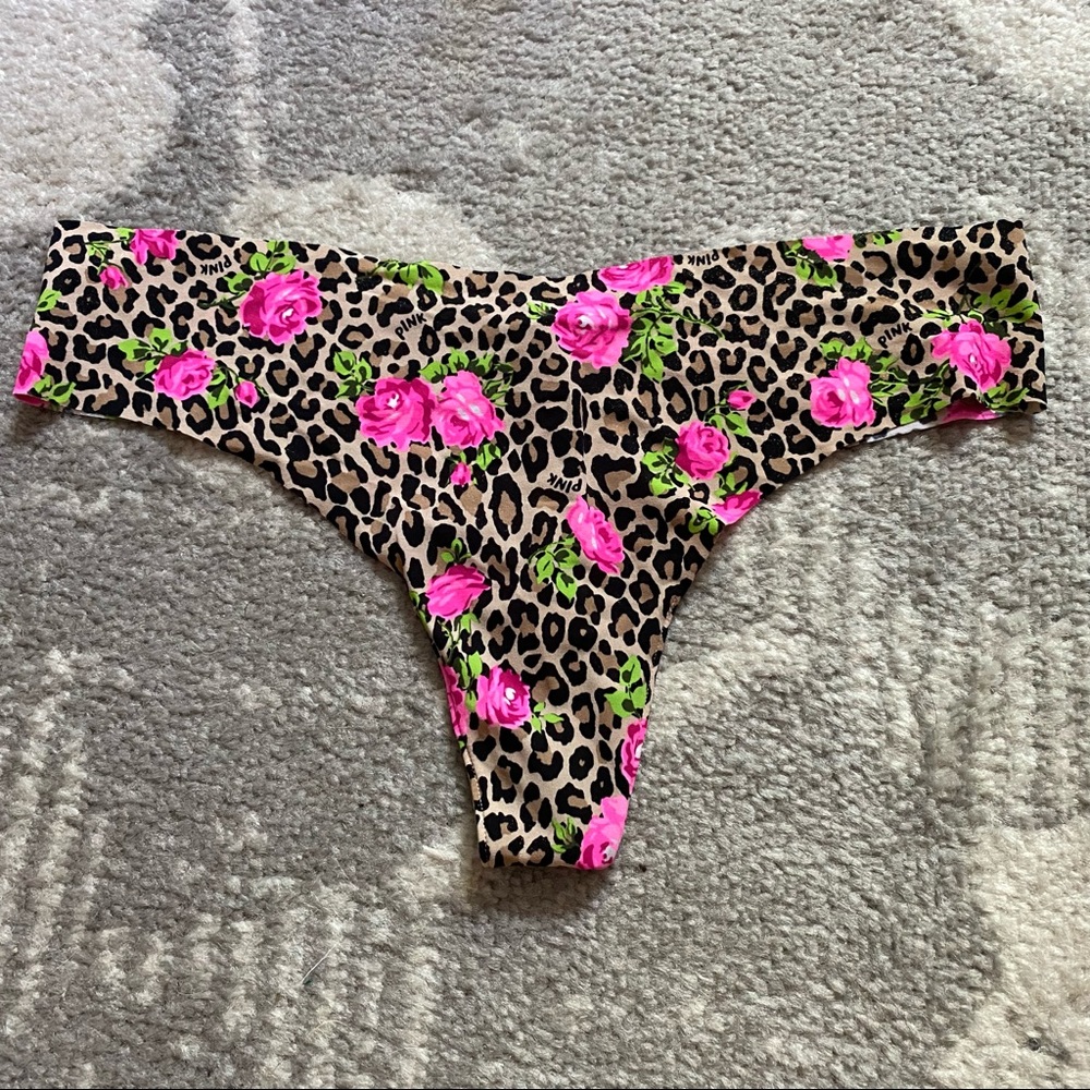 Victoria’s Secret Pink Leopard Floral No Show Seamless Thong